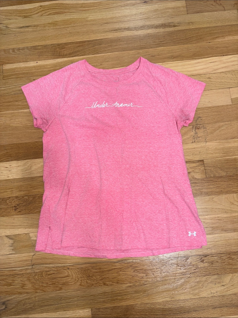Under Armour Heathered Pink Short Sleeve Tee with Script Logo